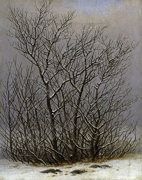 Arbres et arbustes sous la neige, 1827, Caspar David Friedrich