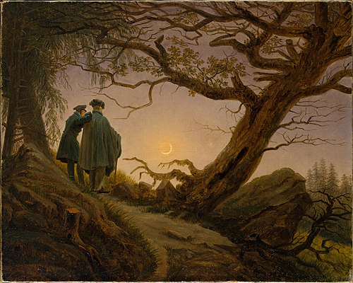 Deux Hommes contemplant la lune, 1820, Caspar David Friedrich