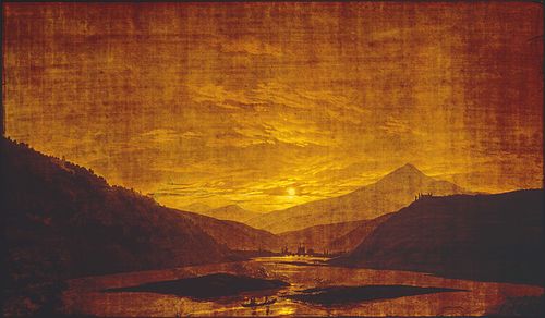 Paysage de rivière dans les montagnes, la nuit, 1830, Caspar David Friedrich