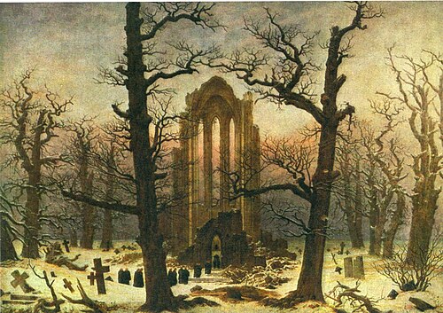 Cimetière d'un cloître sous la neige, 1819, Caspar David Friedrich