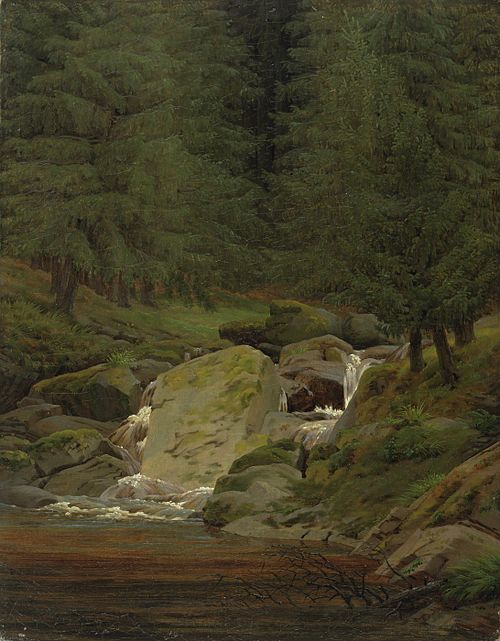 The Evergreens by the Waterfall, 1828, Caspar David Friedrich
