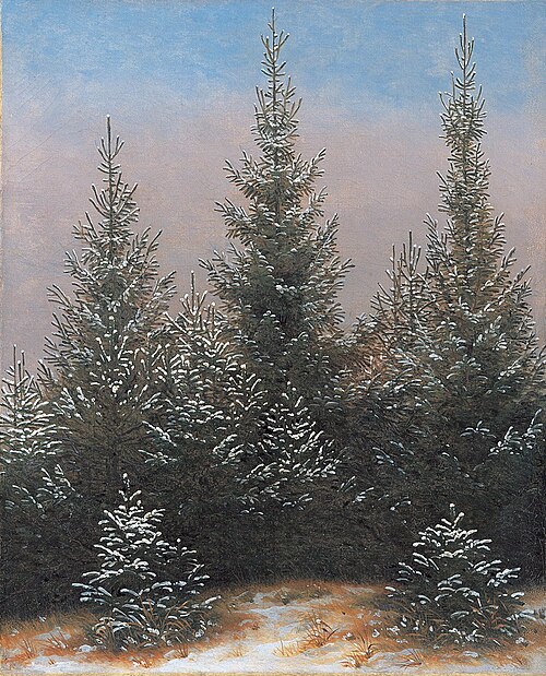 Taillis de l'épicéa au neige, 1828, Caspar David Friedrich