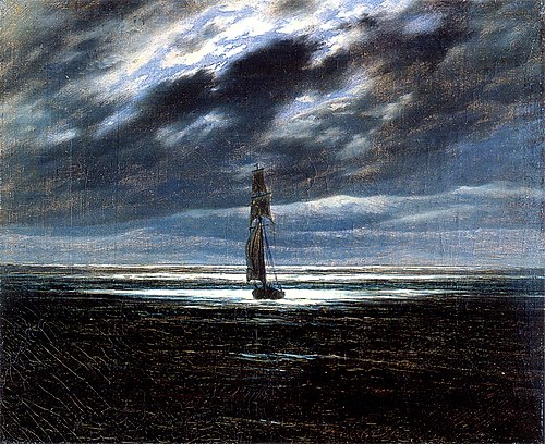 Navire au clair de lune, 1827, Caspar David Friedrich