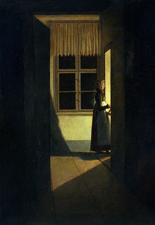 Femme descendant avec une bougie, 1825, Caspar David Friedrich