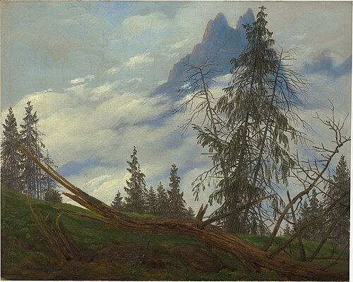 Crête de haute montagne avec les nuages de conduite, 1835, Caspar David Friedrich