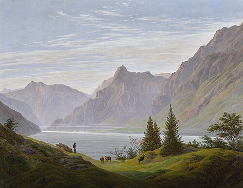 Landscape With Mountain Lake, Morning, 1830, Caspar David Friedrich