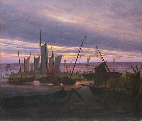 Boats in the Harbour at Evening, 1828, Caspar David Friedrich