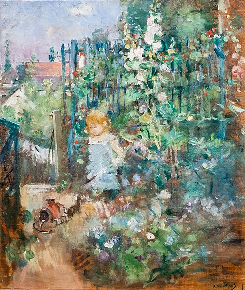 Enfant dans les roses trémières, 1881, Berthe Morisot