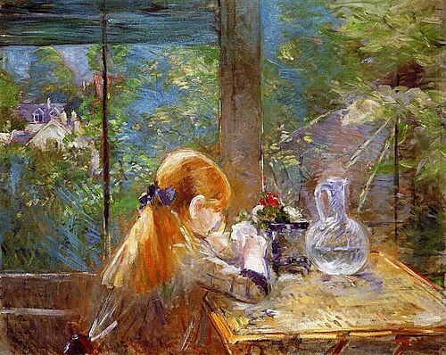 Red haired girl sitting on a veranda, 1884, Berthe Morisot