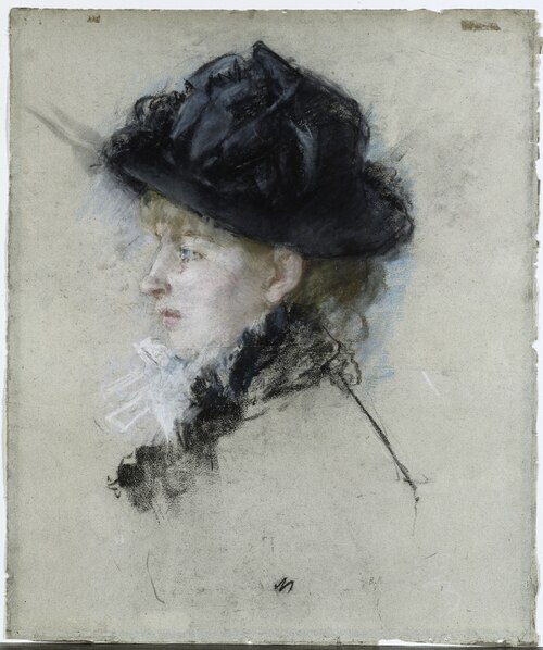Mlle Louise Riesener au chapeau, 1888, Berthe Morisot