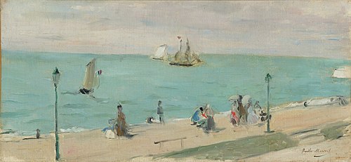 On the Beach, Les Petits-Dalles, Fécamp, 1873, Berthe Morisot