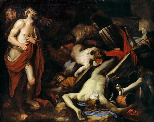 Job and His Children, 1650, Domenico Piola