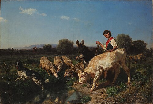 At the watering hole, 1867, Filippo Palizzi