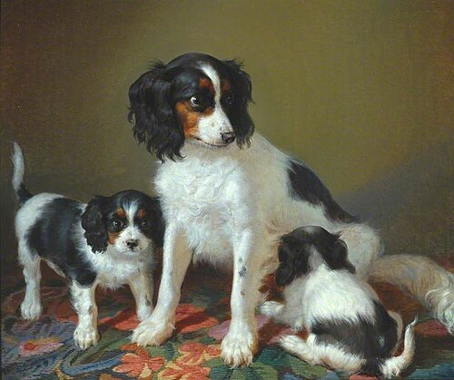 A Spaniel with Two Puppies, 1849, Filippo Palizzi