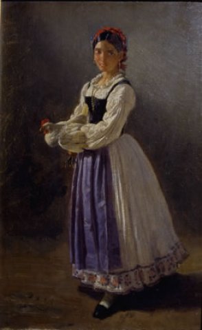 Figure of a woman with a chicken in her hands (Vasto - Abruzzo), 1848, Filippo Palizzi