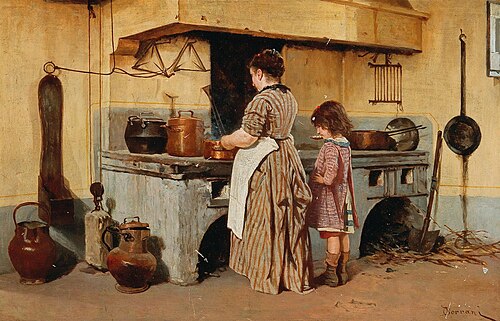 At the stove, 1905, Odoardo Borrani