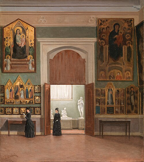 At the Accademia Gallery, 1865, Odoardo Borrani