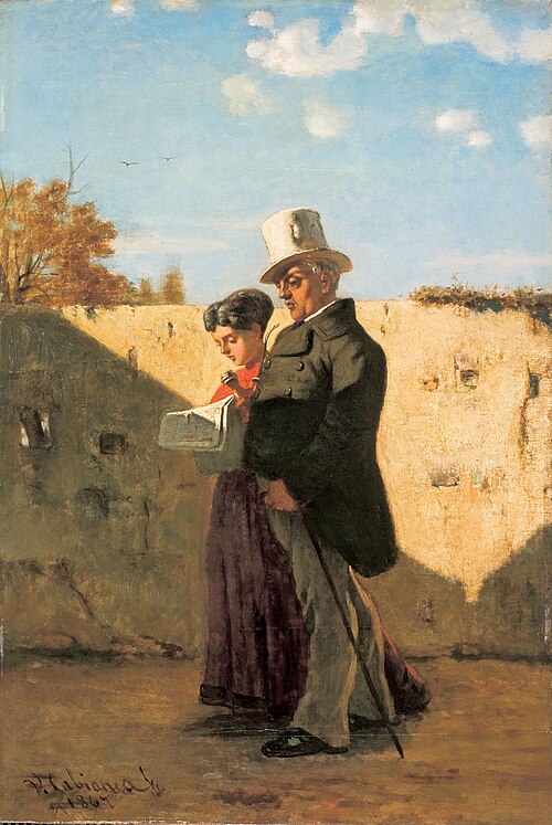 La passeggiata (Il padre e la sorella del pittore), 1867, Vincenzo Cabianca