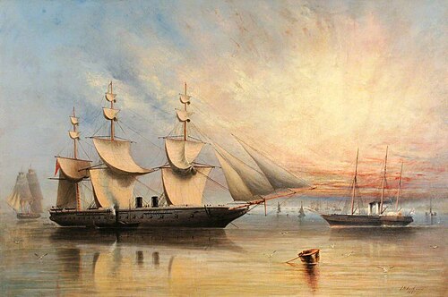 HMS 'Warrior' Drying Her Sails, 1861, 