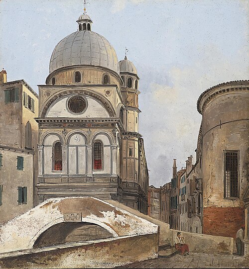 View to the Maria dei Miracole und Santa Maria Nova churches in Venice, 1866, Ippolito Caffi