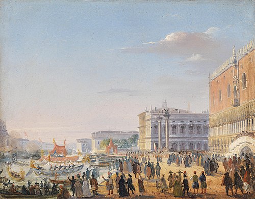 Arrival of Emperor Franz Joseph and Empress Elisabeth of Austria in Venice in 1856, 1861, Ippolito Caffi