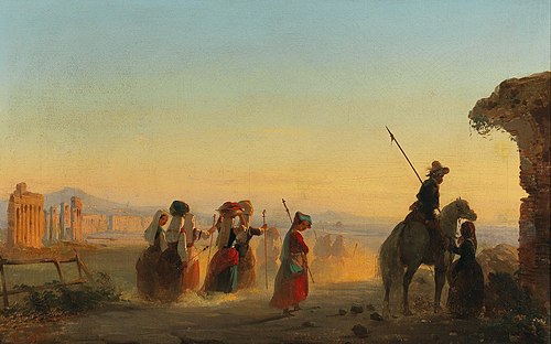 Rome, the Via Appia at dawn, 1866, Ippolito Caffi