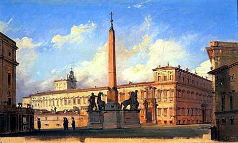 The Piazza di Monte Cavallo, 1847, Ippolito Caffi