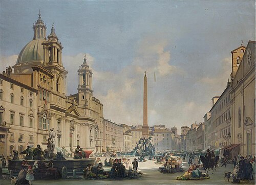 A view of Piazza Navona, Rome., 1853, Ippolito Caffi