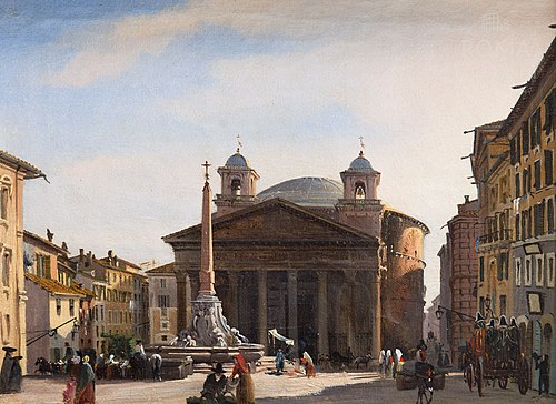 Vue du Panthéon, Rome, 1825, Ippolito Caffi