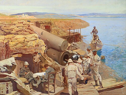 Artillerymen at Punta Sdobba, 1917, Giulio Aristide Sartorio