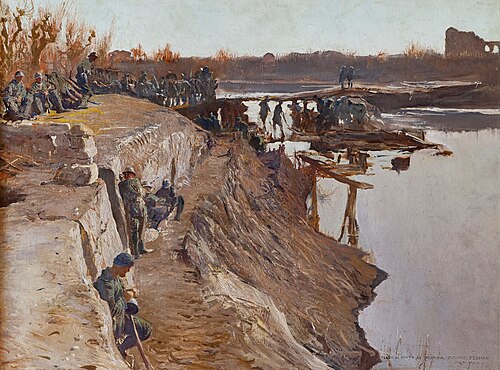 Bridgehead at the Agenzia Zulian, 1918, Giulio Aristide Sartorio