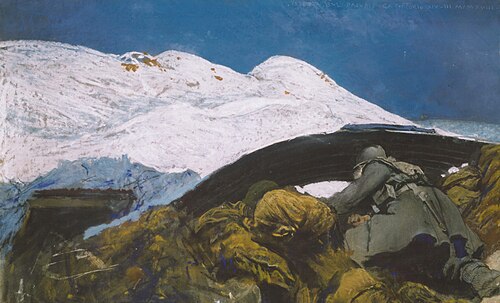 Military lookout on the Pasubio, 1918, Giulio Aristide Sartorio