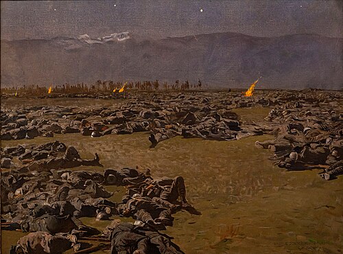 Sacile. Soldiers resting at night, 1917, Giulio Aristide Sartorio