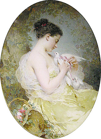 Jeune fille à la colombe, 1850, Charles Chaplin