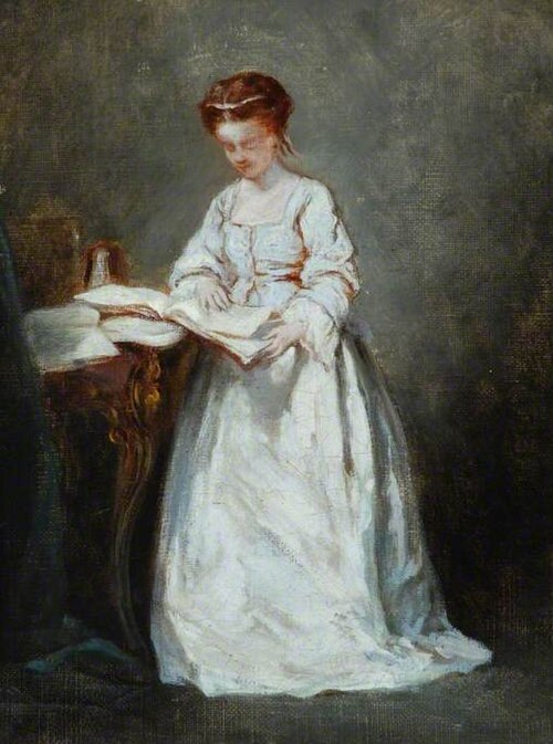 Girl in White, Reading, 1865, Charles Chaplin