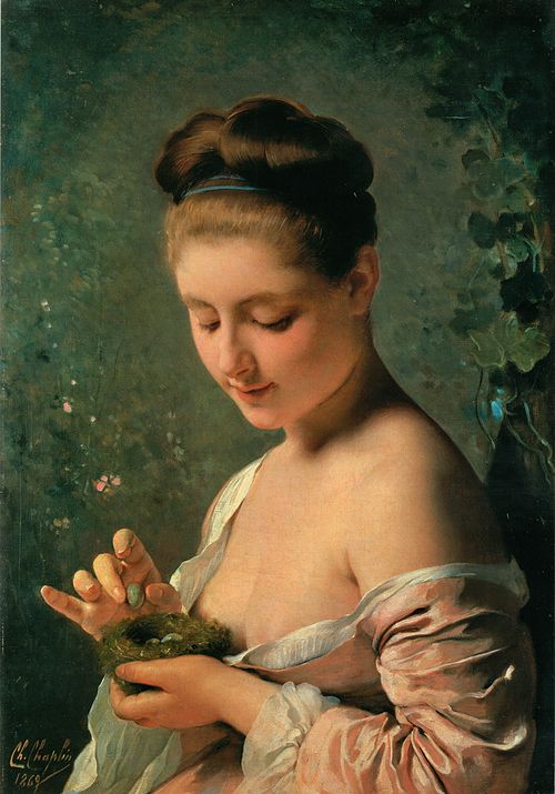 Jeune Fille tenant un nid, 1869, Charles Chaplin