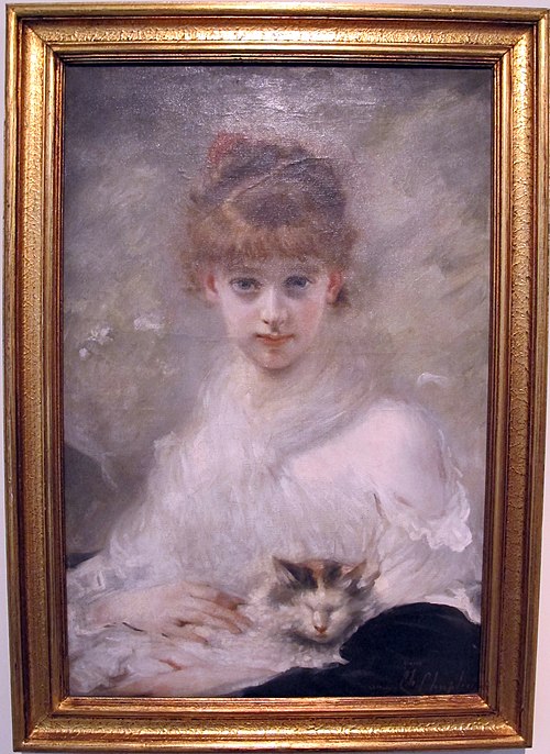 Jeune Fille au chat, , Charles Chaplin