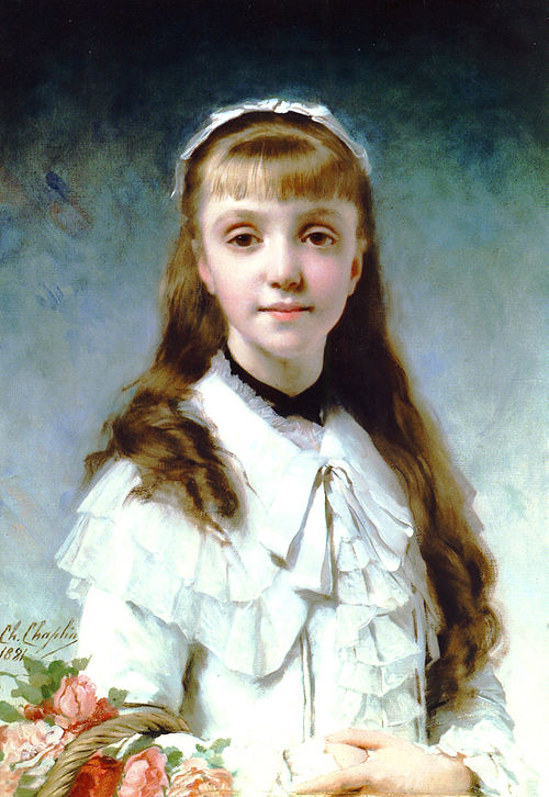 Portrait de jeune fille au panier de fleurs, 1881, Charles Chaplin