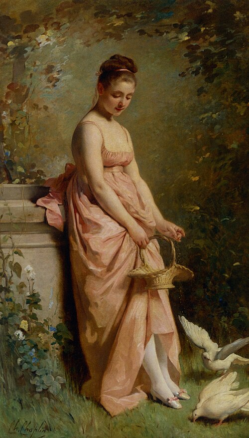 Jeune Femme nourissant des colombes, , Charles Chaplin