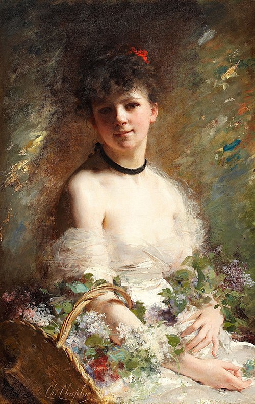 Jeune Femme au panier de fleurs, , Charles Chaplin