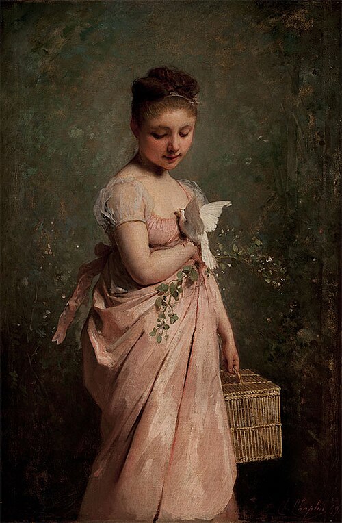Girl with a dove, 1868, Charles Chaplin