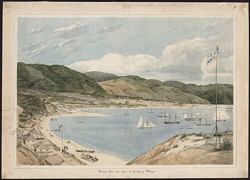 Thorndon Flat and part of the city of Wellington., 1841, Charles Heaphy