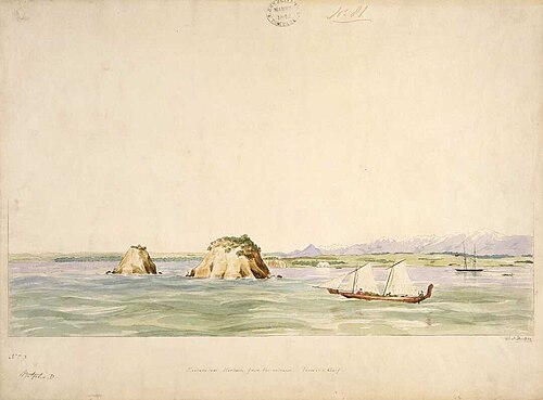 Kaiteriteri Harbour from the entrance. Tasman's Gulf. No. 3, 1841, Charles Heaphy