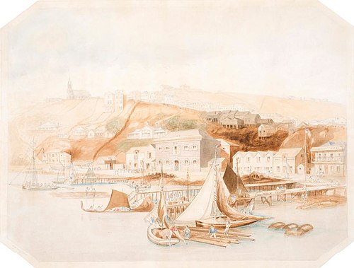 Auckland Waterfront, 1852, Charles Heaphy