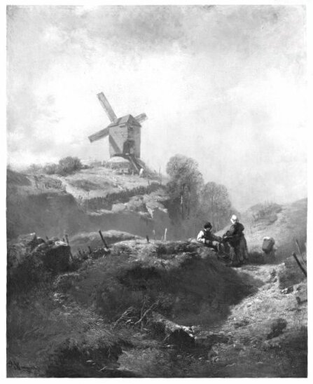 landscape with windmill, 1846, Charles Hoguet
