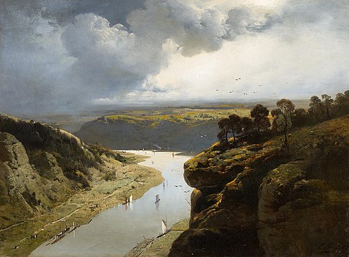 Vue dans la vallée du Rhône, 1850, Charles Hoguet