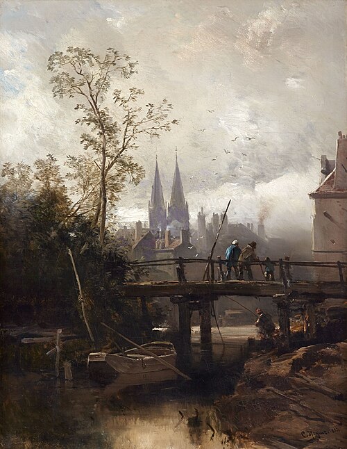 Blick auf eine Stadt, 1855, Charles Hoguet