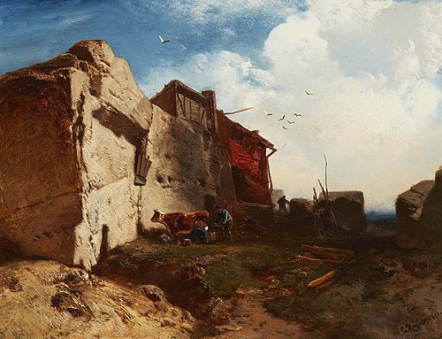 Farmstead on a Rocky Coastline, 1858, Charles Hoguet