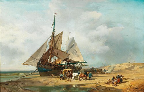 Unloading the Sailing Ship, 1870, Charles Hoguet