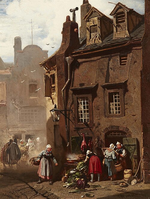 Market Day in a Medieval Town, 1862, Charles Hoguet
